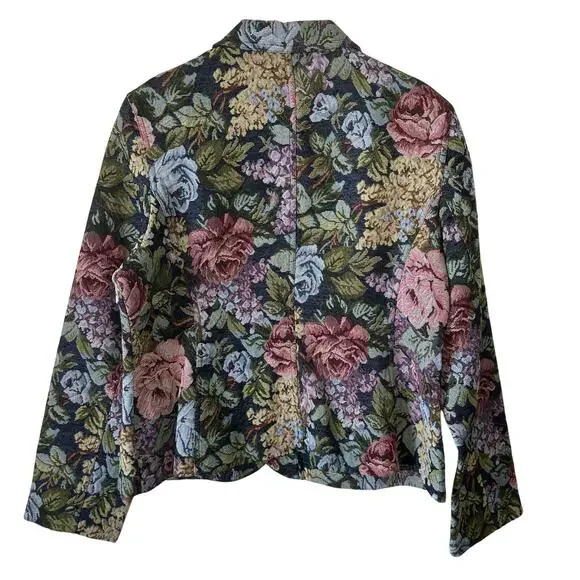 Crazy Horse by Liz Claiborne Vintage Unlined Floral Tapestry Blazer XL - Picture 2 of 9